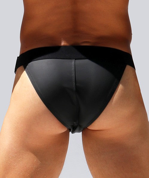 Rufskin Rubber Faux Leather Swim Bikini Briefs Medium Black