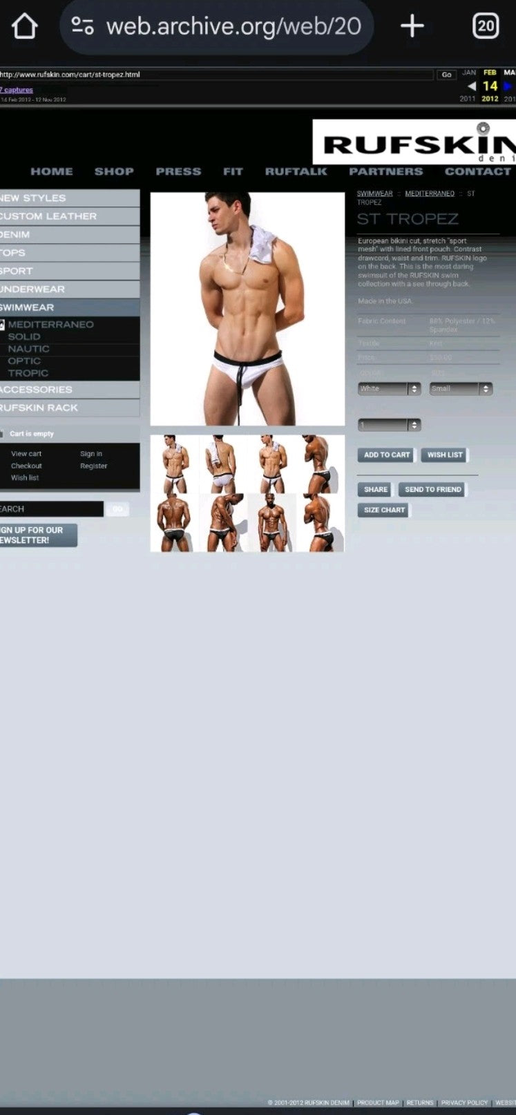 Rufskin Vintage 2012 St. Tropez Mesh Swim Bikini Brief