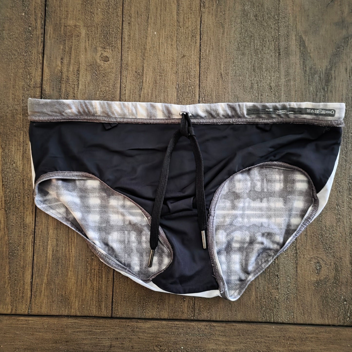 C-in2 Abstract Flannel Print Swim Brief Gray Medium
