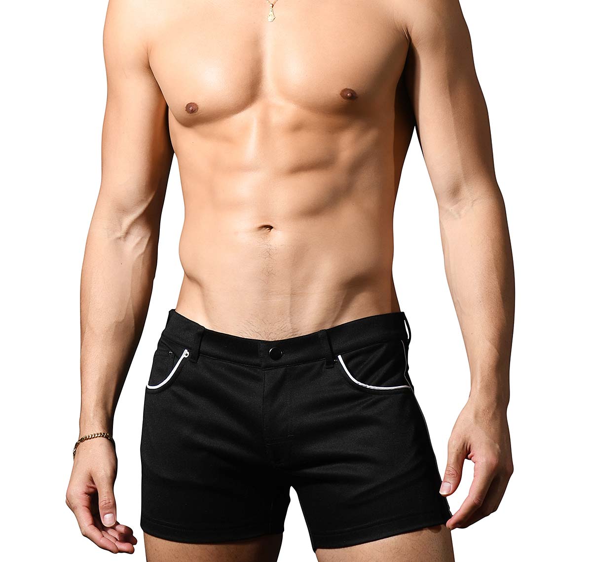 Andrew Christian 6868 Soho Skinny Stretch Jean Shorts 30" Black