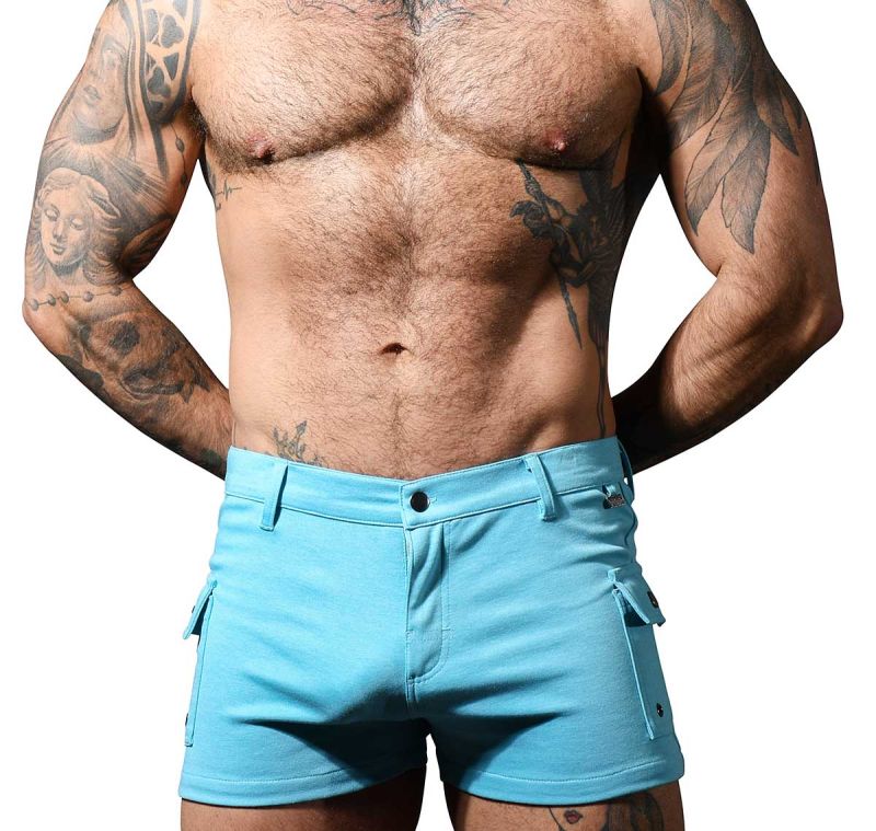 Andrew Christian 6890 Skinny Stretch Jean Shorts Blue 32"