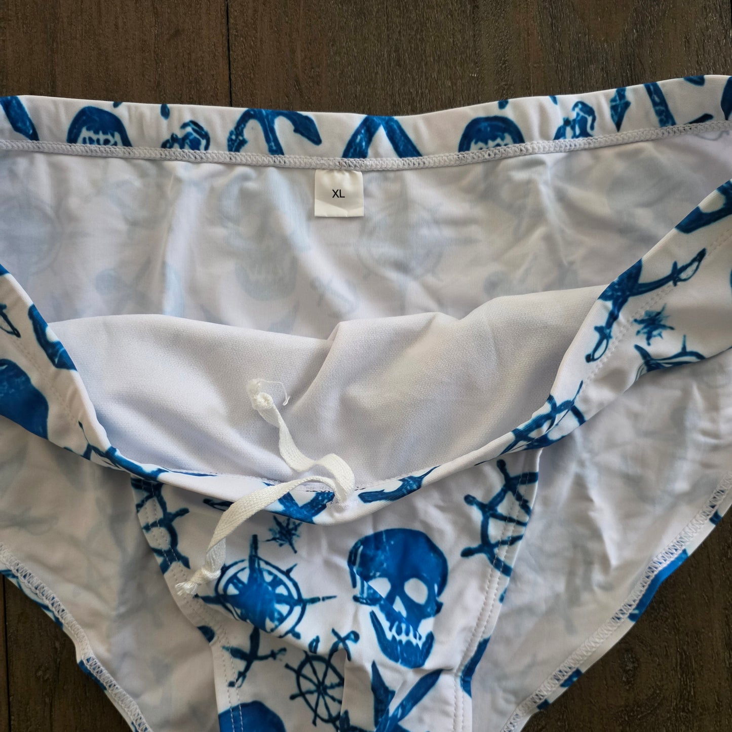 Men's Swim Bikini Briefs Cute Nautical Pirates Print White XL