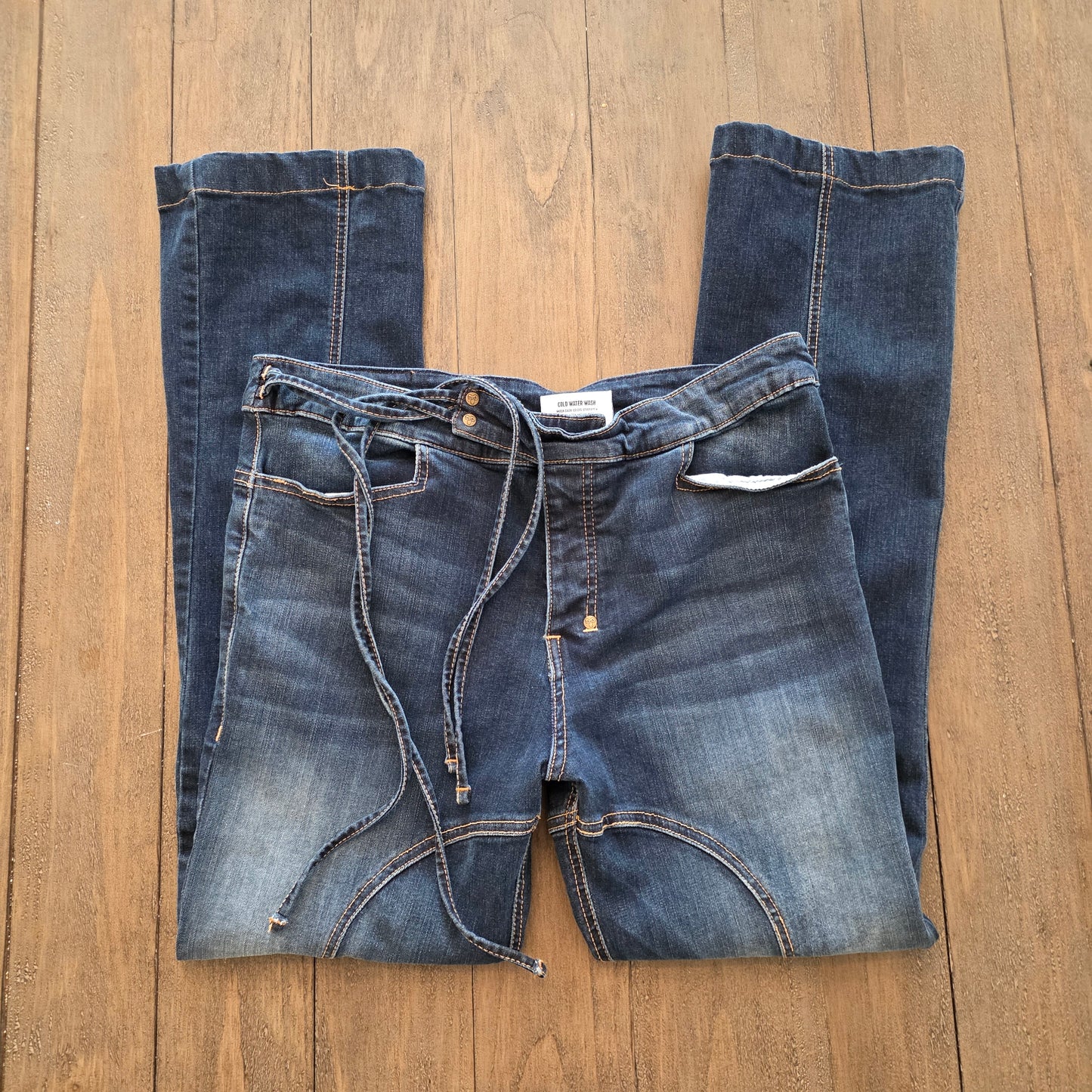 Rufskin Dug Stretch Cotton Side-Tie Jeans Distressed 34" x 28"