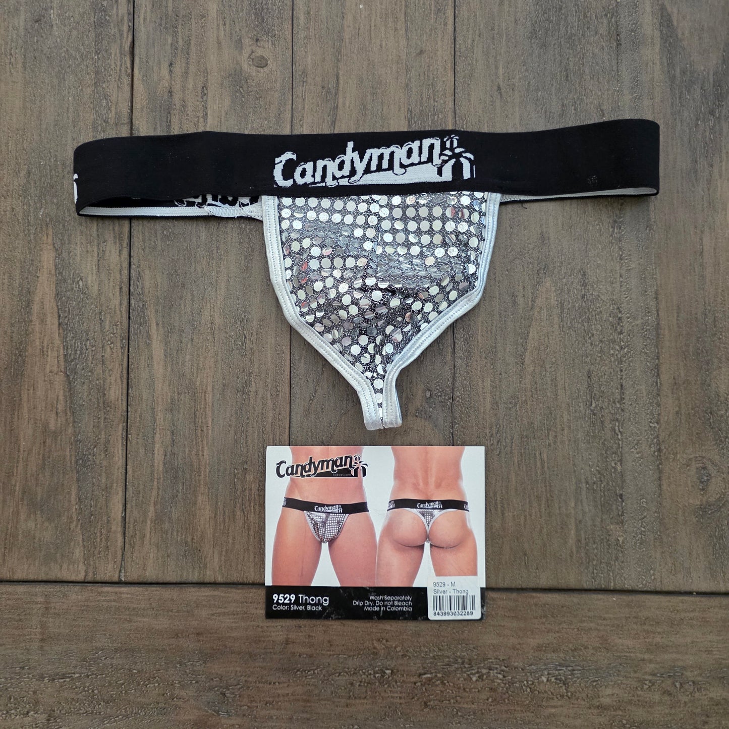 Candyman 9529 Disco Ball Silver Thong  Medium