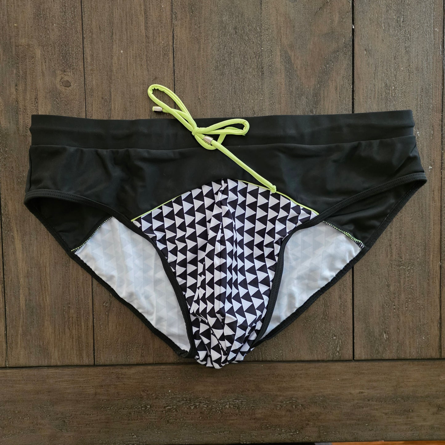 Men's Swim Bikini Briefs Triangle Geometric Print Black XXL