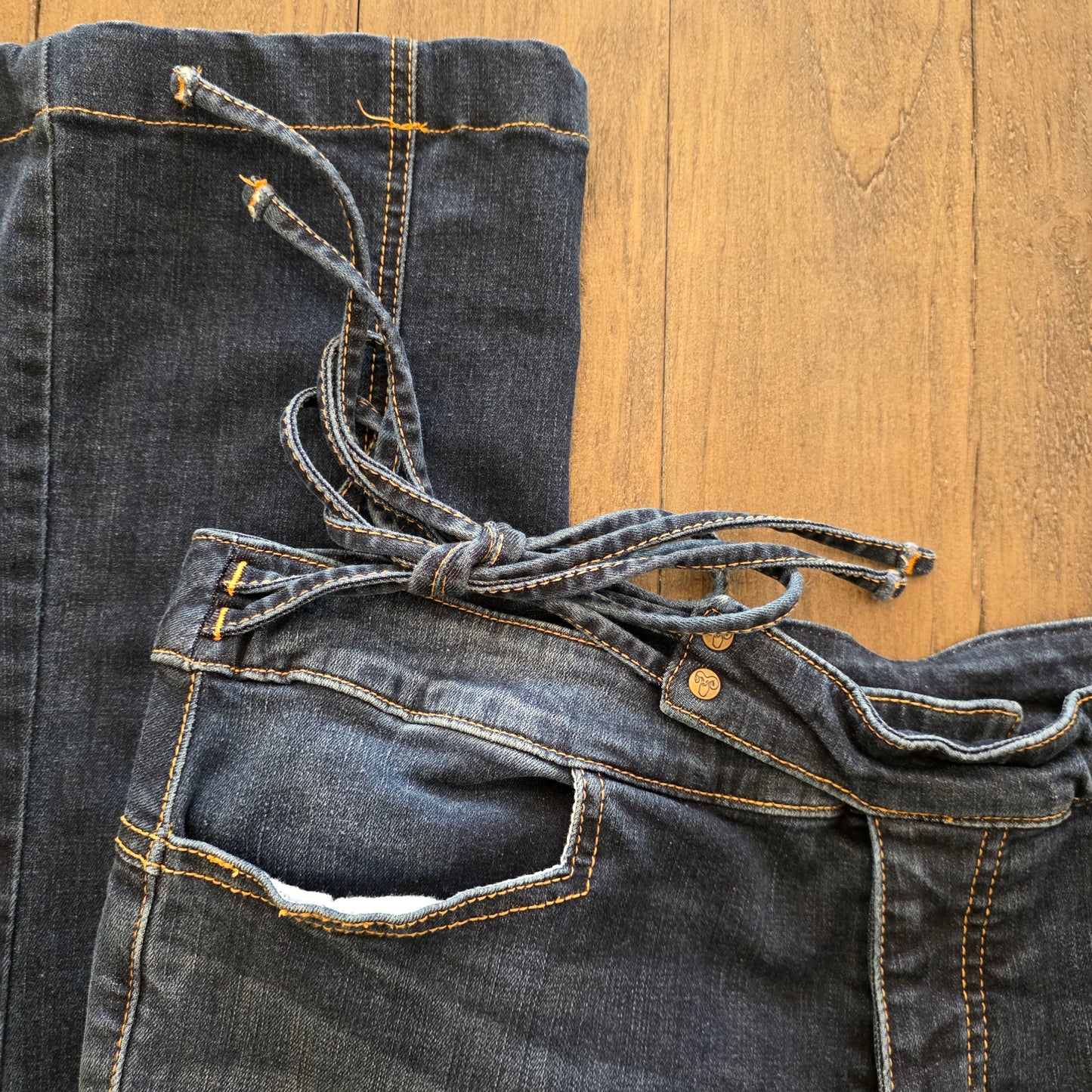 Rufskin Dug Stretch Cotton Side-Tie Jeans Distressed 34" x 28"