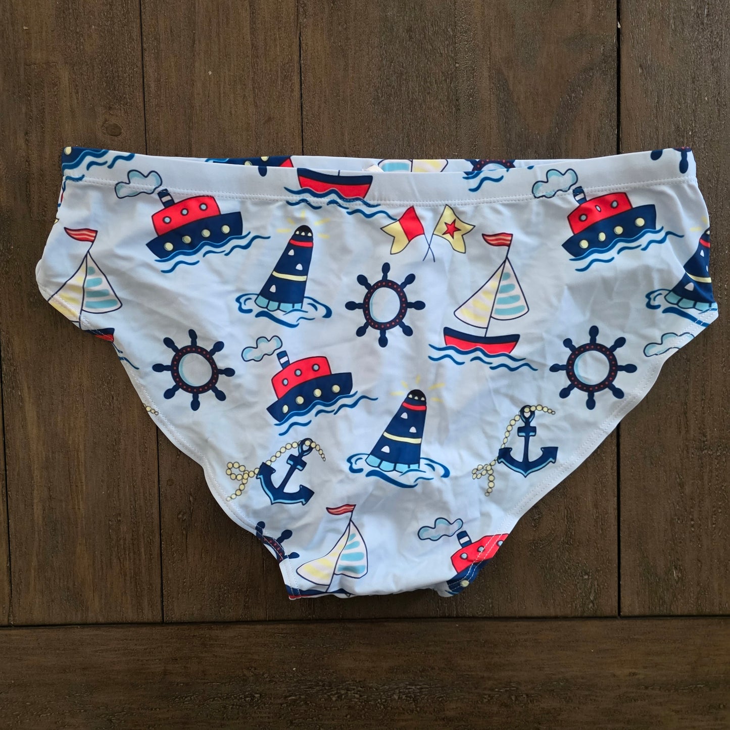 Men's Swim Bikini Briefs Cute Nautical Beach Print Blue XL