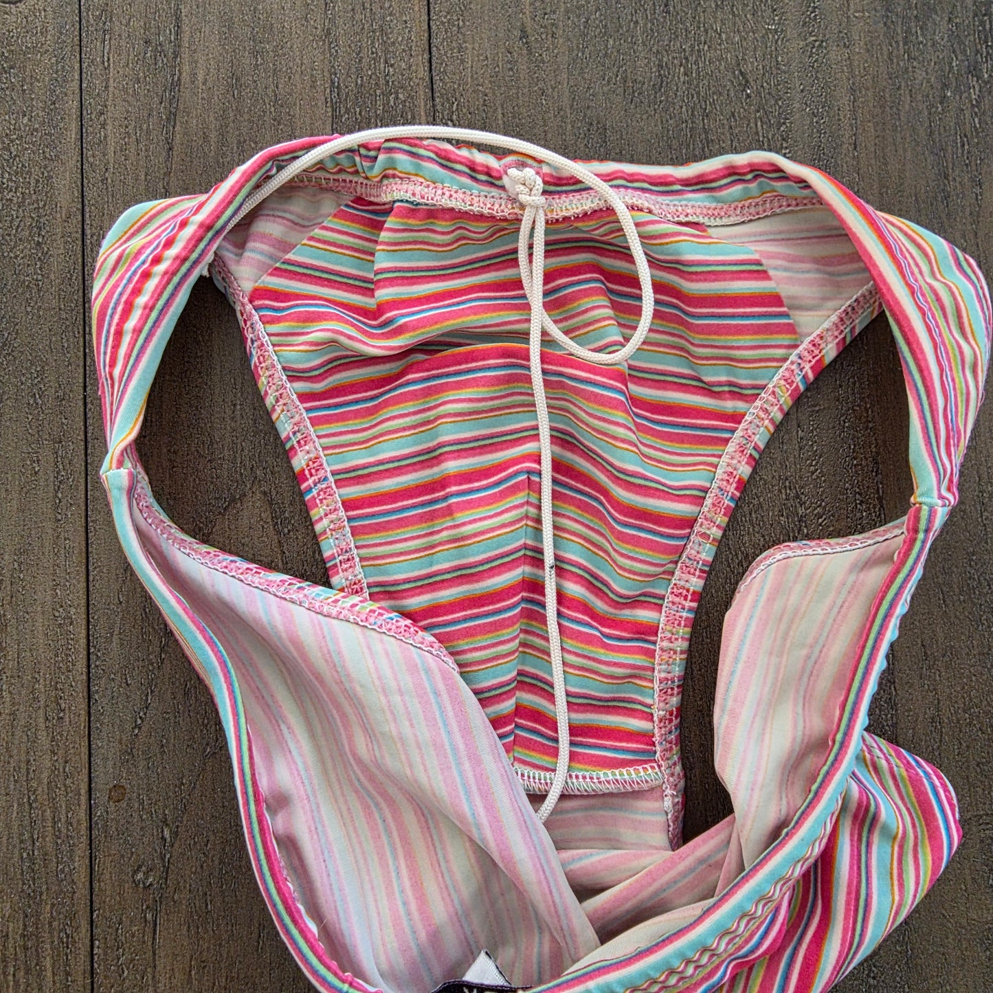 Body by Gabriel Homme Vintage Retro Pink Striped Swim Bikini Brief Medium