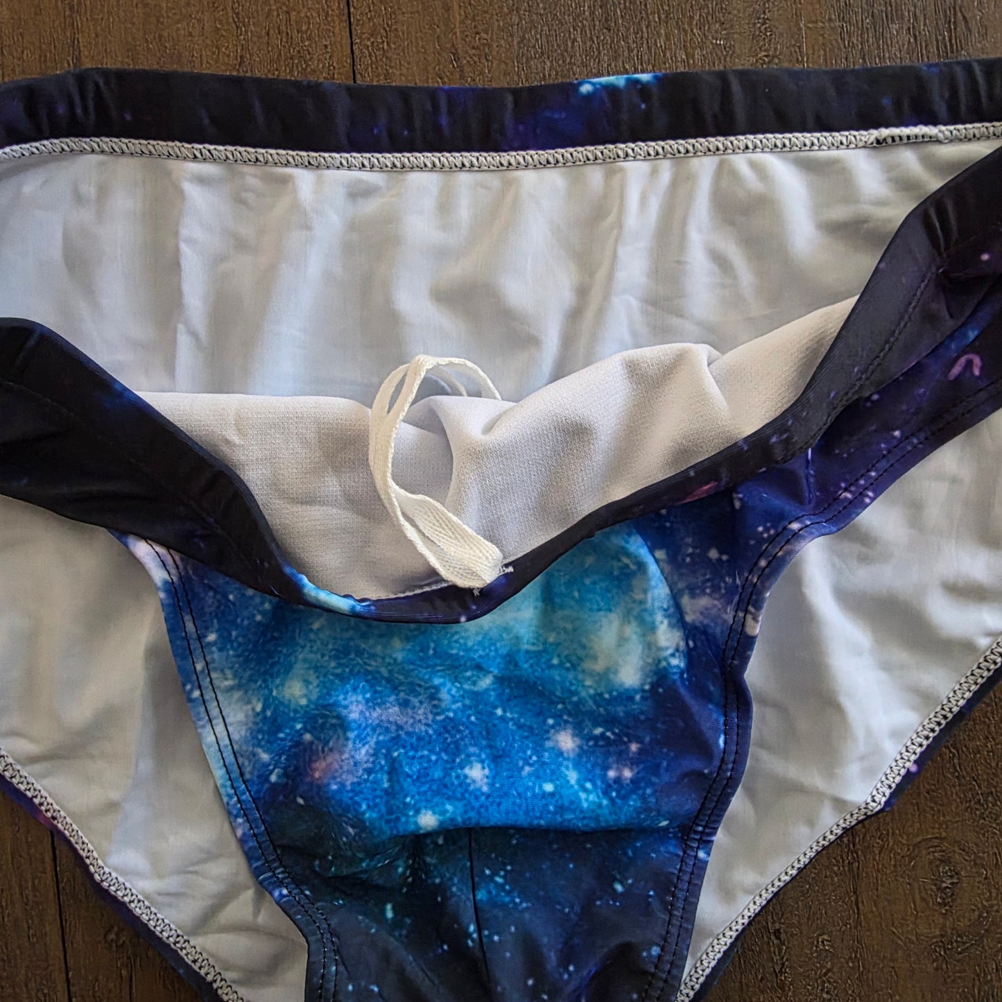 Men's Swim Bikini Briefs Cute Space Print Blue XL