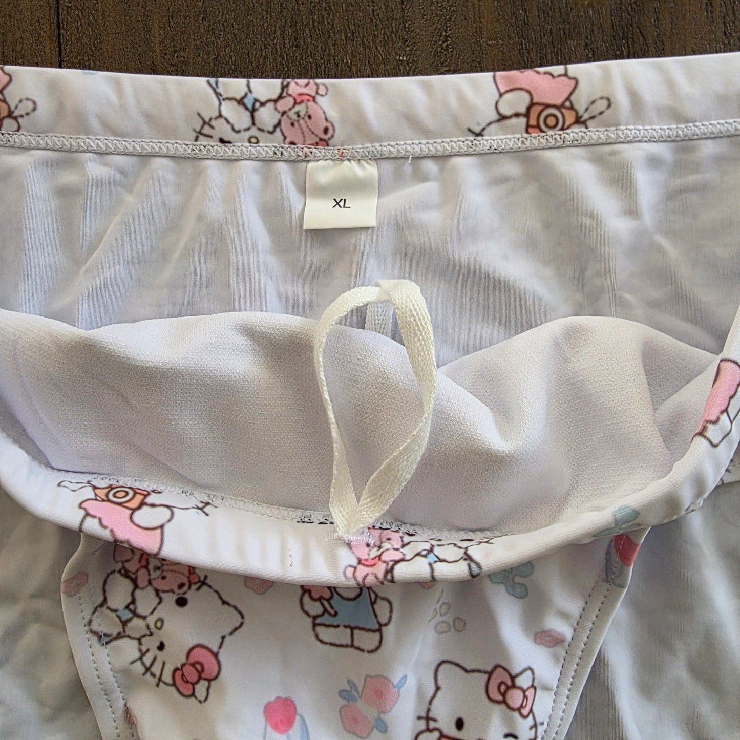 Men's Swim Bikini Briefs Cute Hello Kitty Print White XL