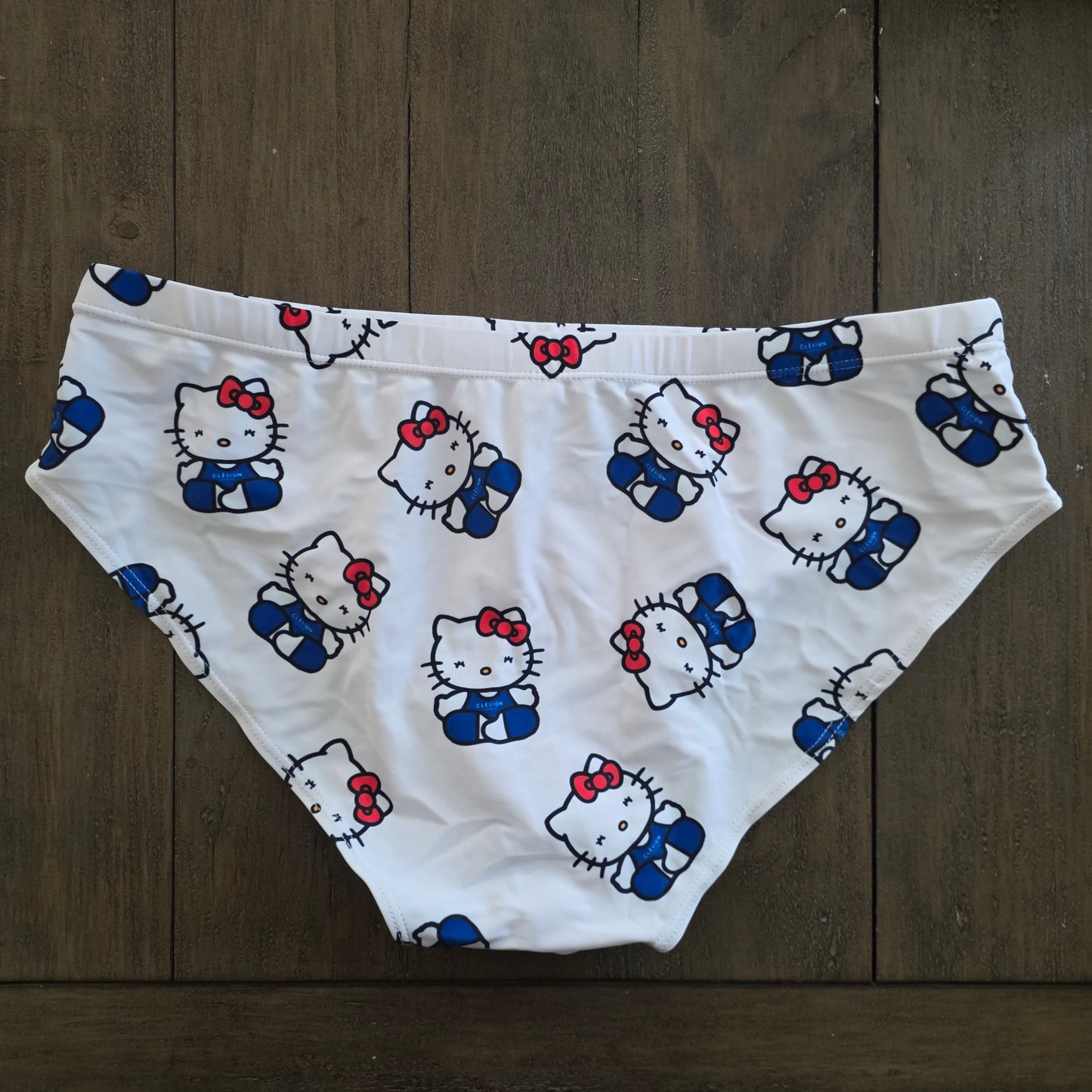 Men's Swim Bikini Briefs Cute Hello Kitty Print White XL