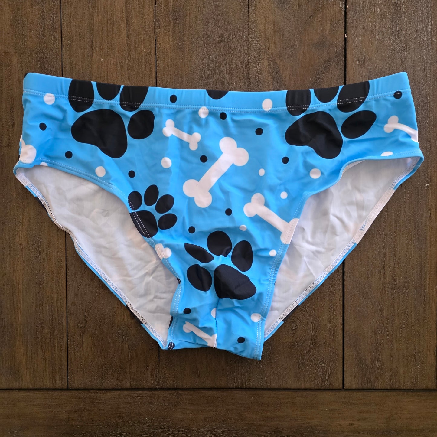 Men's Swim Bikini Briefs Cute Dog Bones and Paws Print Blue XL