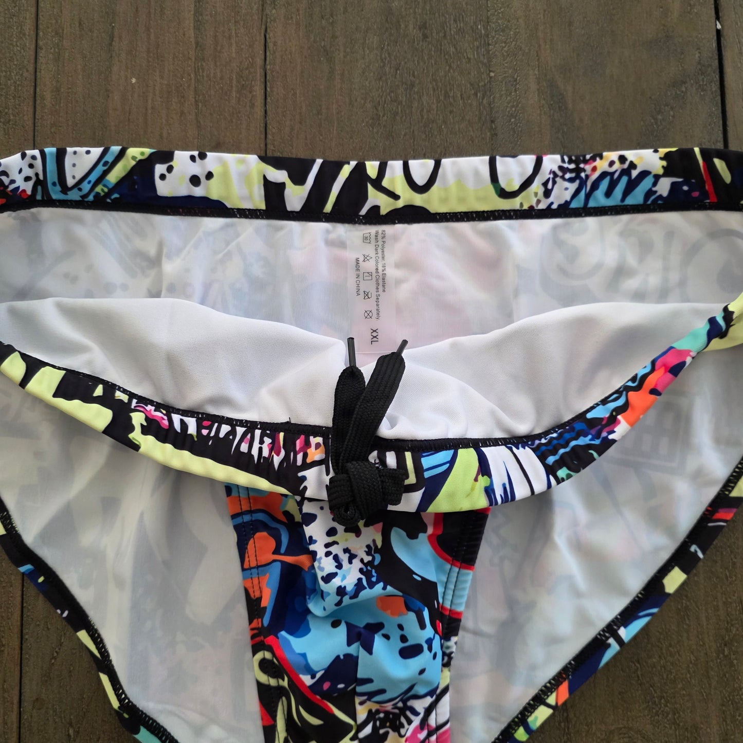 Men's Swim Bikini Briefs Graffiti Print Multicolor XXL