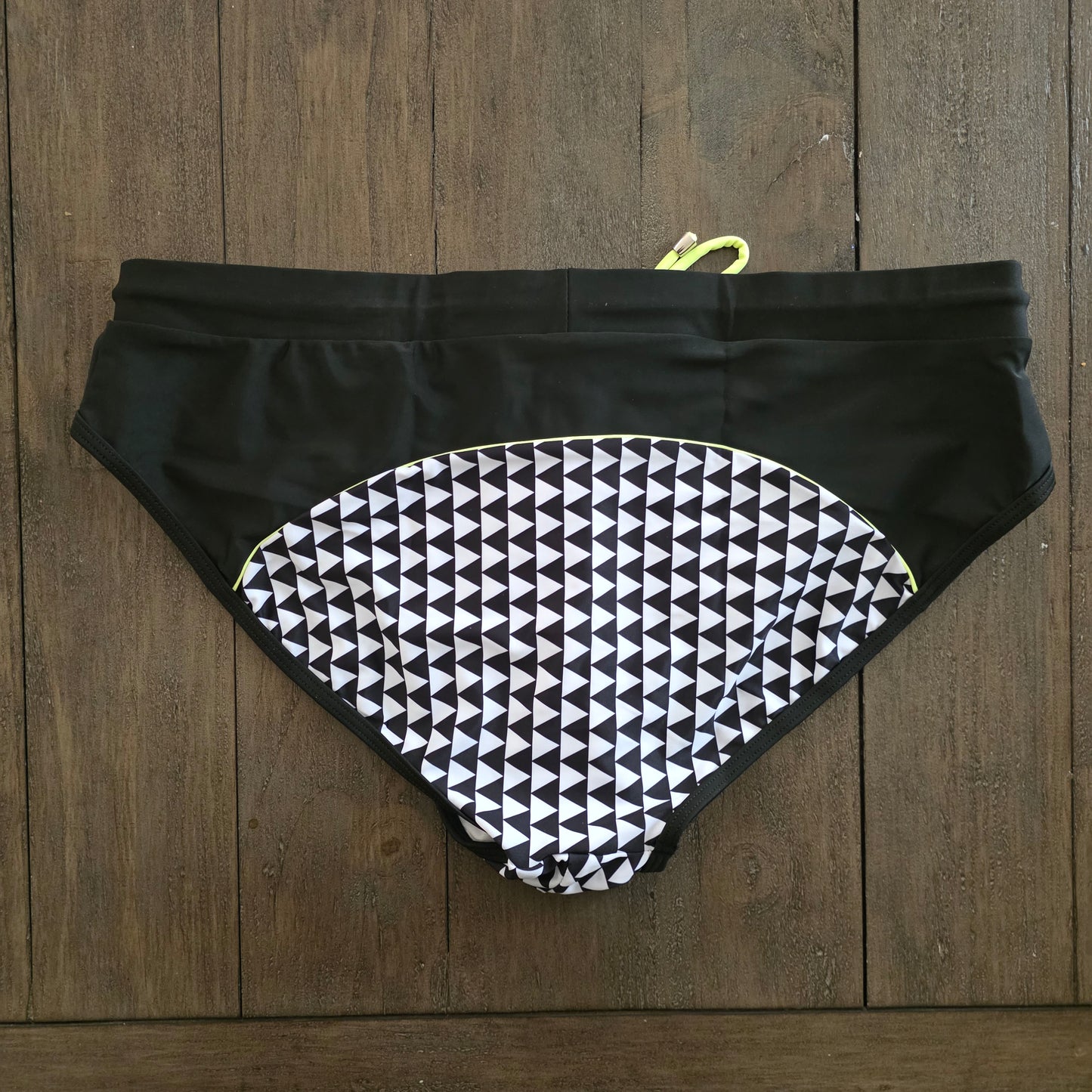 Men's Swim Bikini Briefs Triangle Geometric Print Black XXL