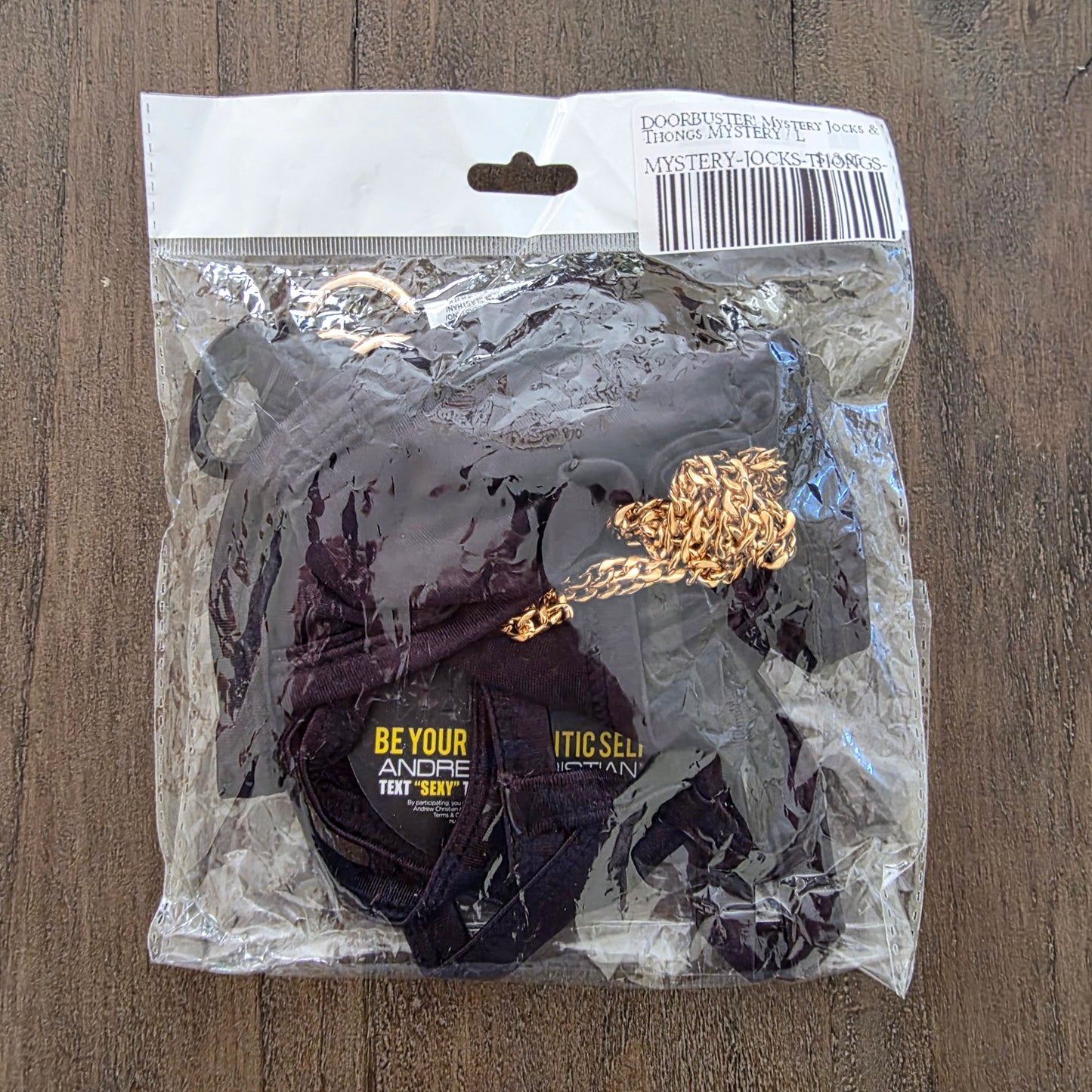 Andrew Christian Almost Naked Men's T-Back with Chain Black Large