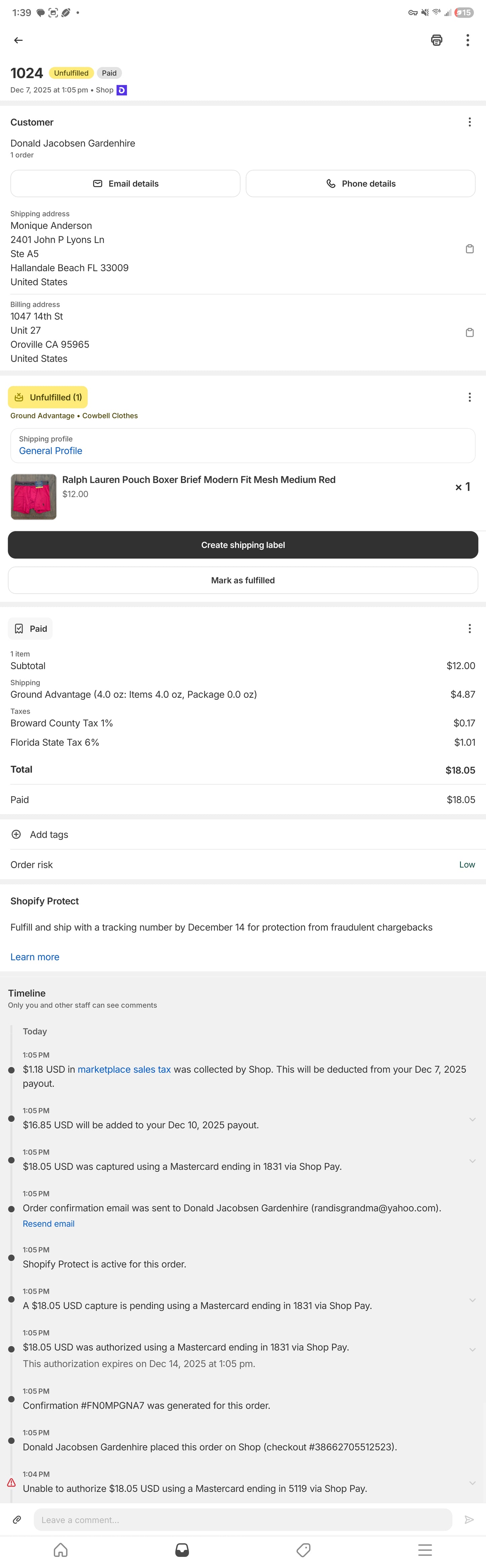 Andrew Christian 70134 Newport Swim Short Blue Medium