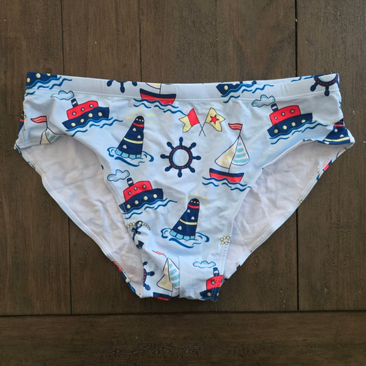 Men's Swim Bikini Briefs Cute Nautical Beach Print Blue XL