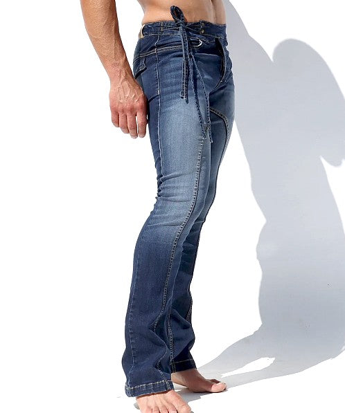 Rufskin Dug Stretch Cotton Side-Tie Jeans Distressed 34" x 28"