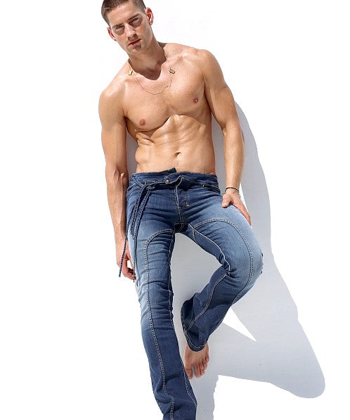 Rufskin Dug Stretch Cotton Side-Tie Jeans Distressed 34" x 28"