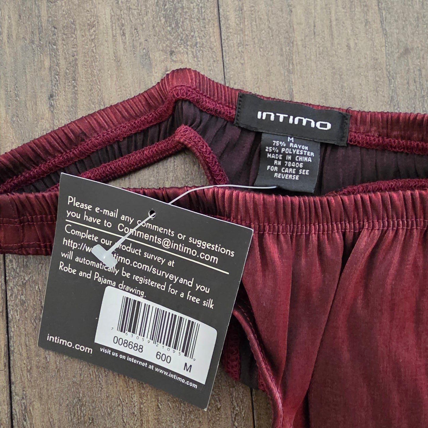 Intimo Stretch Rayon Polyester Thong Medium Red