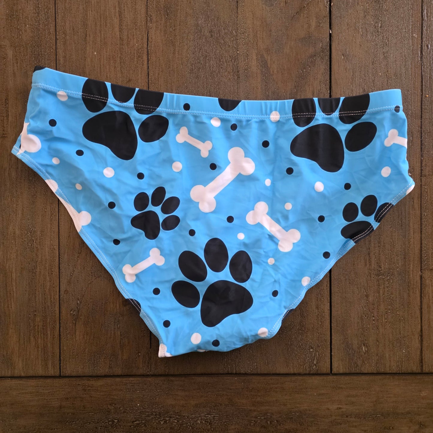 Men's Swim Bikini Briefs Cute Dog Bones and Paws Print Blue XL