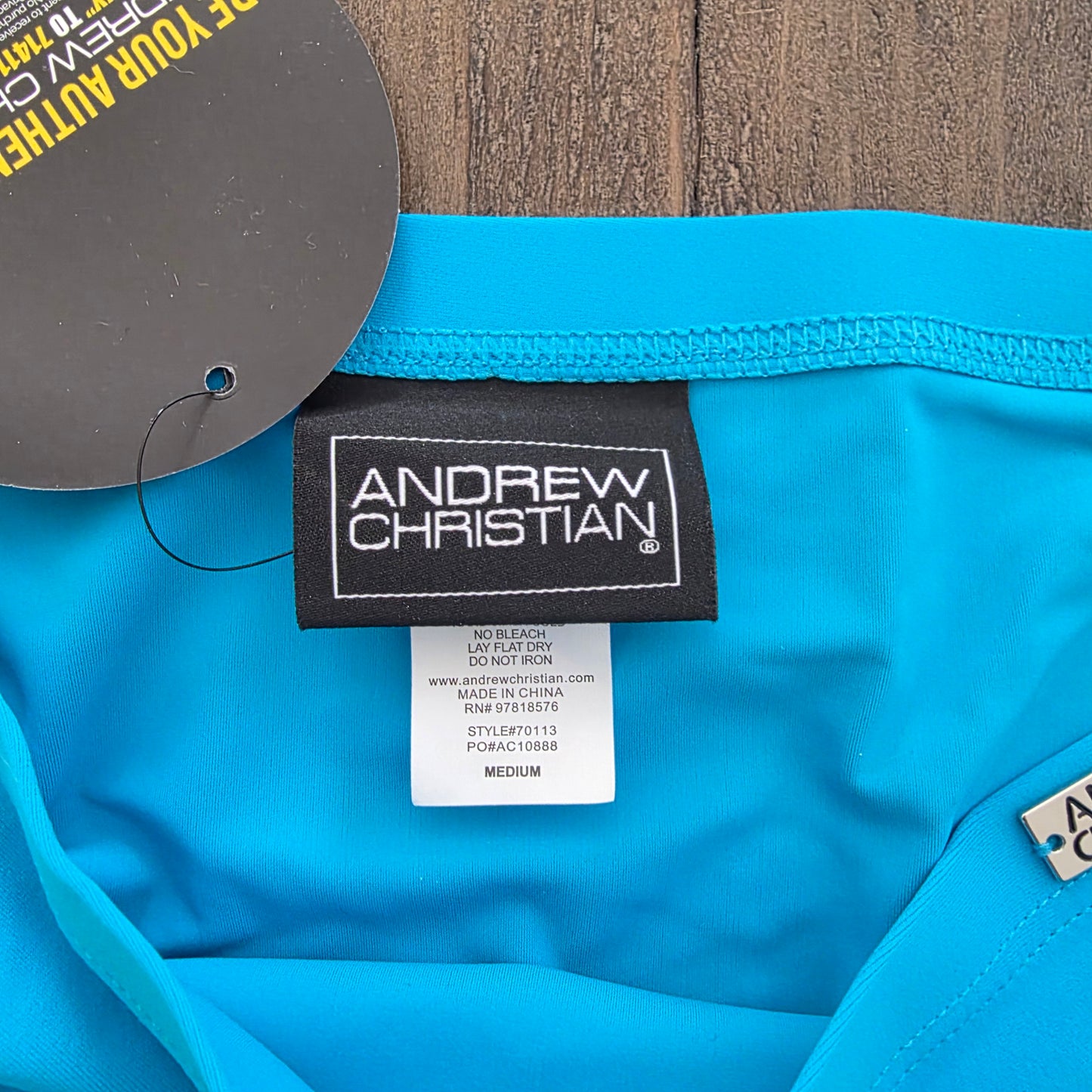 Andrew Christian 70113 Side Lace Swim Bikini Turquoise Blue Medium