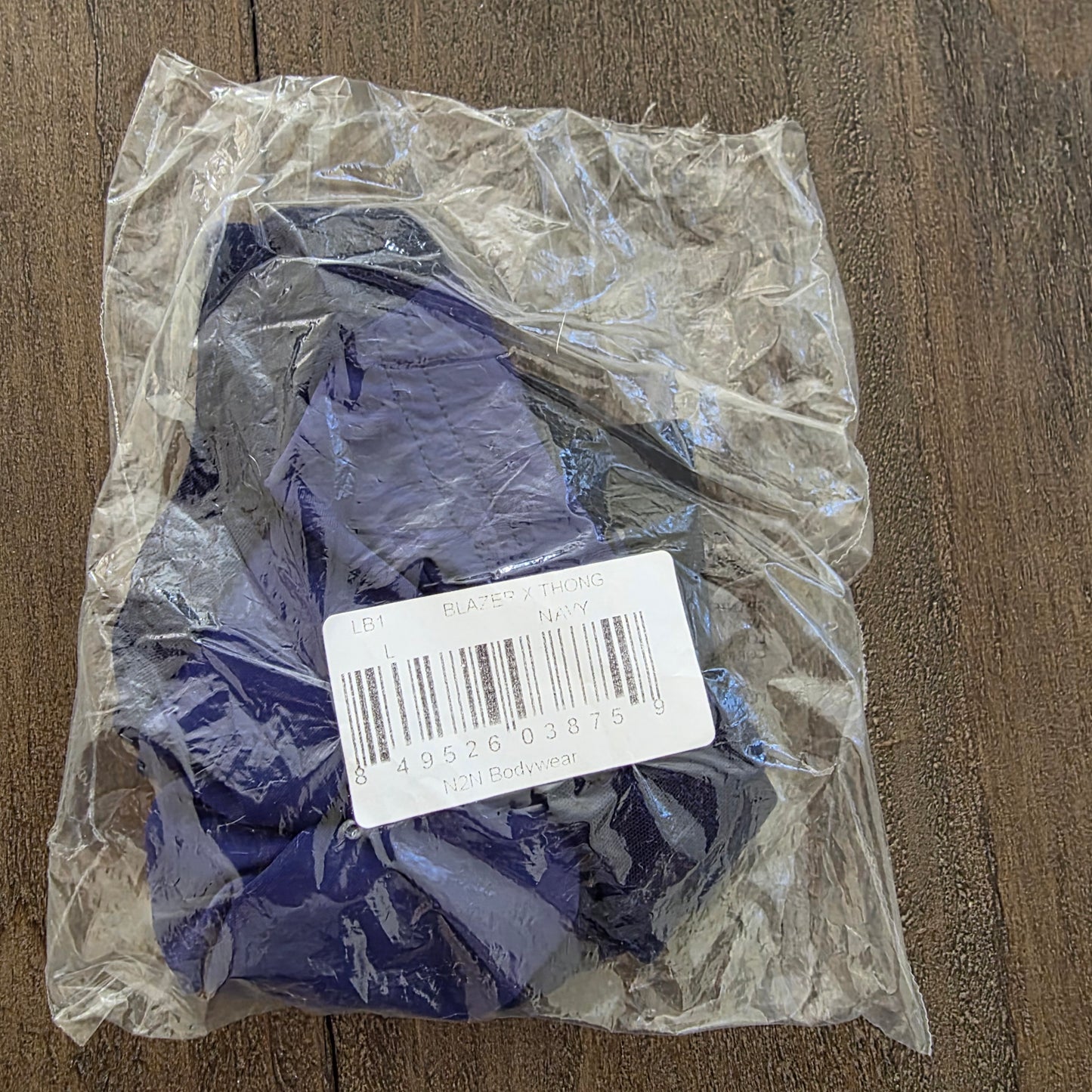 N2N Bodywear LB1 Blazer X Sheer Swim Thong with C-Strap Navy Blue Large