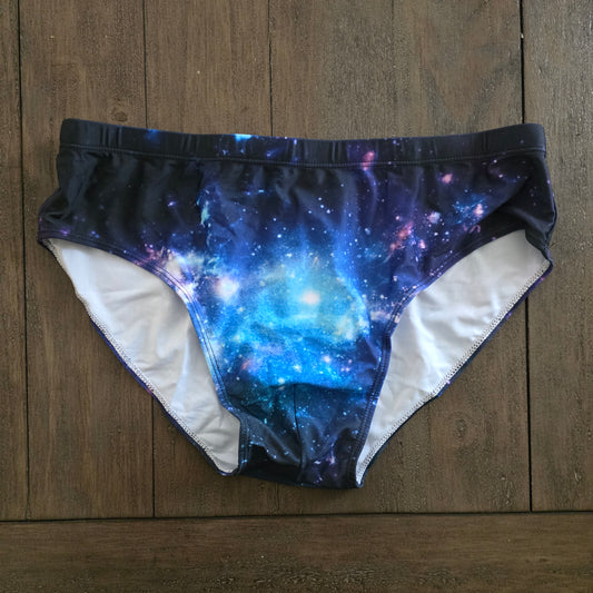 Men's Swim Bikini Briefs Cute Space Print Blue XL