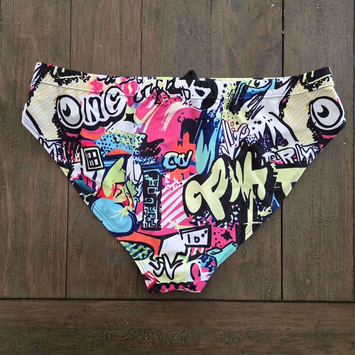 Men's Swim Bikini Briefs Graffiti Print Multicolor XXL