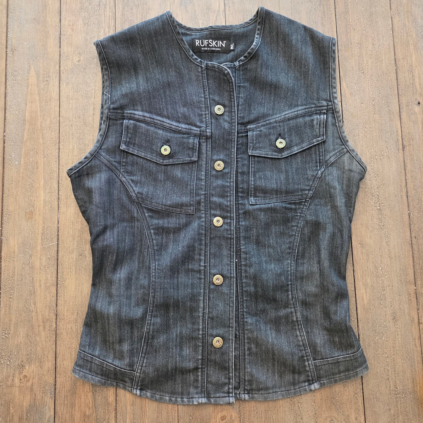 Rufskin Stretch Denim Button Up Vest Medium / Large