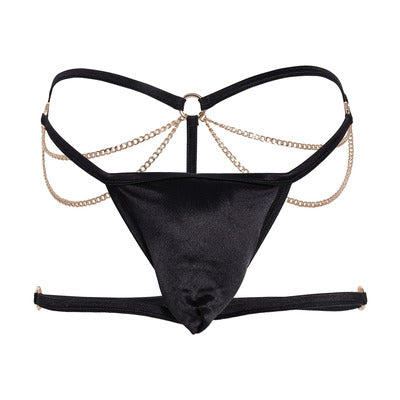 Andrew Christian Almost Naked Men's T-Back with Chain Black Large