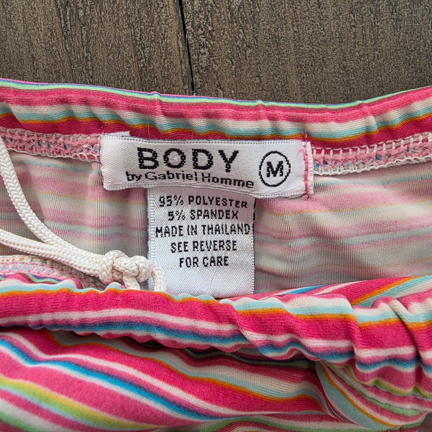 Body by Gabriel Homme Vintage Retro Pink Striped Swim Bikini Brief Medium