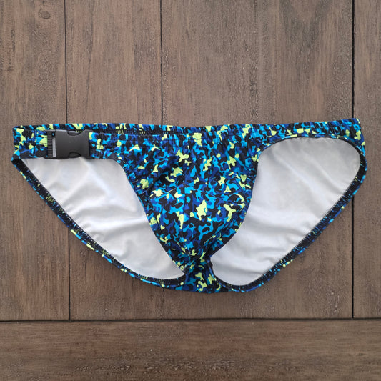 N2N Bodywear Fire Island Swim Bikini Camo Print Blue Medium