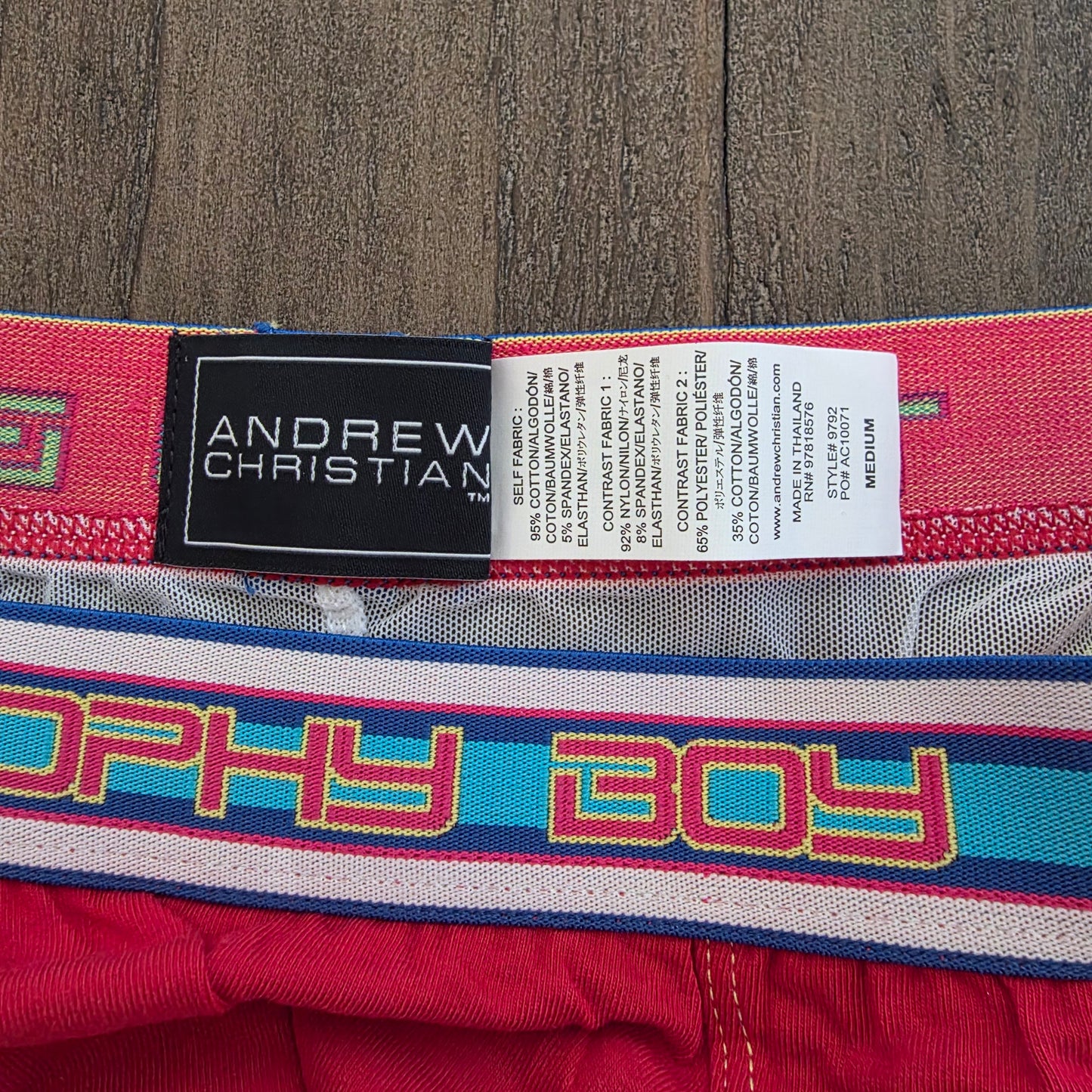 Andrew Christian 2015 Vintage 9792 Trophy Boy Display Brief Red Medium