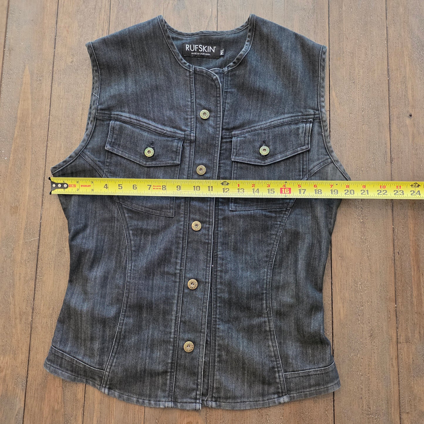 Rufskin Stretch Denim Button Up Vest Medium / Large