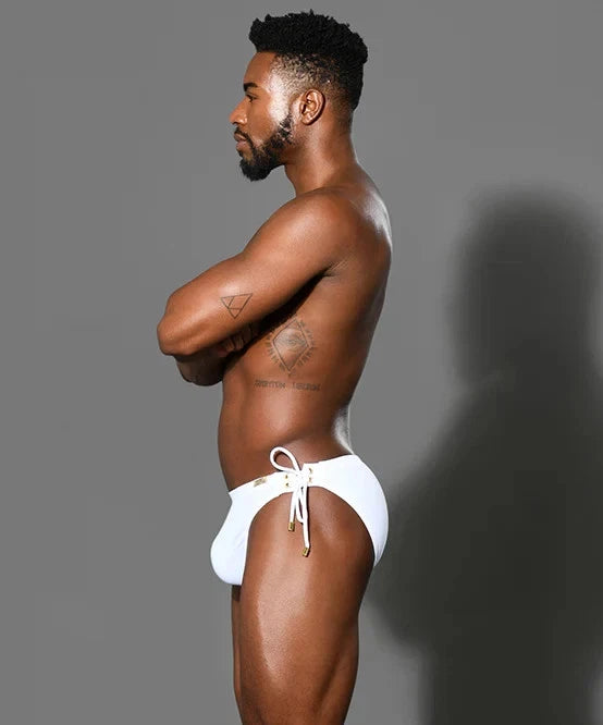 Andrew Christian 70113 Side Lace Swim Bikini Turquoise White Medium